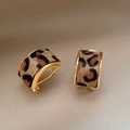 Orecchini a C in finta pelliccia leopardata con dettagli dorati e stile retrò - 5# Ago d'Argento-Oro-Caffè (Forma a C di Pelliccia Leopardata)