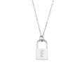 Collier cadenas argenté minimaliste avec lettre F gothique gravée sur un pendentif en acier - Lettre F