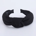 Classic black twisted knot headband in textured fabric for a minimalist hair accessory style - Black