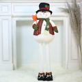 Plush Christmas snowman figurine with long legs, red plaid vest and green scarf decoration - Large Christmas Snowman (32*97cm)