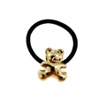 Gouden metalen teddybeer haarband zwart elastisch haarelastiekje schattige paardenstaart houder - Beer Stijl