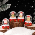 Set of 4 Christmas crystal balls with Santa and reindeer on snowy wood base - 206# (lights + Snowflakes) / 45# (cardboard Box Packaging)