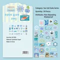 30-piece Sea Salt Soda theme waterproof sticker pack with blue hand-drawn artistic designs - XCC003 Sea Salt Soda - 30 Sheets/Pack