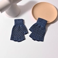 Guantes de punto azules sin dedos con puntos antideslizantes negros en las palmas - Talla única / Azul marino