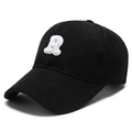 Berretto da baseball classico in velluto a coste nero con patch R ricamata bianca - Regolabile / Nero