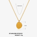 Collana in acciaio inossidabile placcata oro 18K con ciondolo tondo materico da donna - Collana Tonda Geometrica Irregolare (ZN423-1)