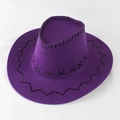 Classic purple western cowboy hat with black stitched edges and metal side air vents - Purple