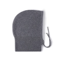 Women's dark grey knitted balaclava with warm wool lining and adjustable drawstrings - One Size / Dark Gray