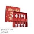 Silver stainless steel Christmas spoons set with gingerbread man charms in a red gift box - Gingerbread + Star + Snowman + Sock / Red Gift Box 4-Piece Set / Silver