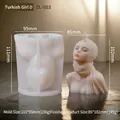 Portrait goddess silicone mold with a finished veiled girl candle in soft tones - Turkey Girl D ZL-903