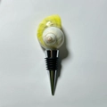 Seashell wine bottle stopper with yellow spiral shell and stainless steel cone base - Yellow Avocado Shell Stopper