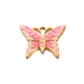 Pink gradient butterfly pendant in golden finish with sparkling rhinestone inlay - Pink