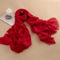 Roter leichter Schal aus Baumwollleinen für Damen mit stilvollem Fransen-Design am Saum - 100*190cm / Hellrot