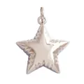Silver star pendant featuring a star-shaped frame with radial textures and top loop - White Gold-3D Star