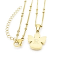 Collana in acciaio inossidabile dorato con ciondolo ad angelo e lettera R incisa - Lettera R (KN196930-K)