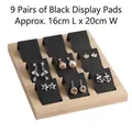 Bamboo jewelry tray with 9 slots in black PU leather for earring display and storage - 9 Slots - Black PU
