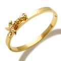 18K gold plated bangle featuring a delicate starfish charm and Roman numeral details - Starfish Bangle / Gold