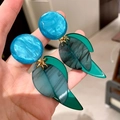 2601198 Lake Blue Color-blocked Geometric Earrings