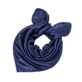 Detailed close-up of dark blue satin silk square scarf showing rich folds and glossy texture - Navy Blue