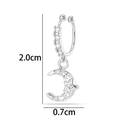 Silver non-piercing ear clip with sparkling zircon moon and star pendants 2.0cm - Moon Star Style (2625-13#) / Silver