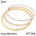 3pcs minimalist stackable 3mm bangles in gold rose gold and silver plated stainless steel - 3Pcs Set-Mixed Colors (KB184156-LO)