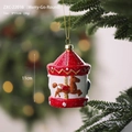 Christmas red carousel tree pendant decoration with golden string, size 9x11cm - Carousel