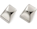 Gepolijste zilveren geometrische vierkante oorknopjes met gebogen metalen oppervlak - Minimalistische Gebogen Rechthoek-Zilver