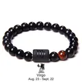 Detail of Virgo zodiac beaded bracelet with black onyx stones and red tiger eye gem - Virgo