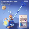 Space-themed blue giraffe bubble lawn mower with lights, music and automatic bubble engine - Blue Space Giraffe Walker [Rechargeable] Lights Music
