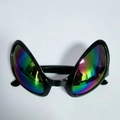 Alien style oversized teardrop sunglasses with black frame and rainbow polarized lenses - Black Frame Rainbow Lens Sunglasses
