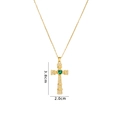 Gold cross necklace with green heart zircon and pave crystals, dimensions 3.8x2.0cm - Gold Heart Green Zircon Cross (A762)
