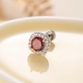Silberner Halo-Ohrstecker mit rotem Zirkon-Zentrum und sicherem Schraubverschluss für Damen - Granatrot (Einzelstück)(A185-4#)