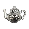 Silver alloy teapot charm with Tea Time engraving for DIY jewelry making and crafts - Antique Silver Tea Pot