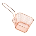 Mini square rose gold stainless steel fry basket with long handle for snacks - Rose Gold