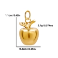 Polished 18k gold plated leaf apple pendant charm for DIY jewelry necklaces - Gold - Apple