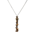 Collana d'argento con ciondolo a frangia in frammenti di pietra occhio di tigre naturale - Bracciale in pietra occhio di tigre