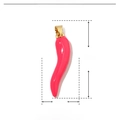Macro detail of red chili pendant charm made of copper and enamel with size specs - VH591-3-Bright Red Streamlined Chili