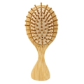 Natural bamboo air cushion paddle hair brush with ergonomic handle on white background - Fish Tail Kids Massage Brush (White Pad)