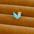 Bohemian gold stainless steel cartilage stud with marquise light blue stones - V-Shape/Wings / Gold / Sky Blue