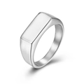 Anello a sigillo minimalista in acciaio al titanio argento con superficie rettangolare - Taglia 7 / Color Acciaio
