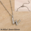 Silver rhinestone letter W necklace in titanium steel with detailed extension chain view - Silver Letter W (KN287018-Z)