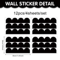 Set of 12 black semi-circle PVC wall stickers for geometric corner and cabinet decoration - 20x30cm*4 Sheets / Black