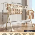 Extendable cream aluminum drying rack adjustable from 130-230cm for indoor use - 1.3-2.3m Telescopic & Liftable Selected with Drying Net / Cream