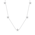 Elegant S925 sterling silver star necklace with sparkling cubic zirconia on white background - Silver