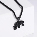Unique black plated stainless steel African elephant pendant necklace with textured floral details - Black Color Pendant (No Chain Included)