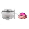 Lotus silicone mold with dimensions 8.2cm and finished pink flower soap example - Small