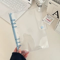 Transparent PVC A5/A6 binder cover with light blue 6-ring clips and snap closure - A5 / Haze Blue