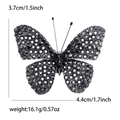 Exquisite butterfly brooch with black rhinestones and size dimensions in inches - Black