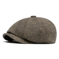 Coppola vintage in tweed spigato marrone con misto lana e finitura con texture Donegal - Grigio Marrone Spina di Pesce Picchiettato