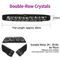 Elastic black waist belt with double-row grey crystals and 2.5cm width for women - Double Row Crystal Style (Black)